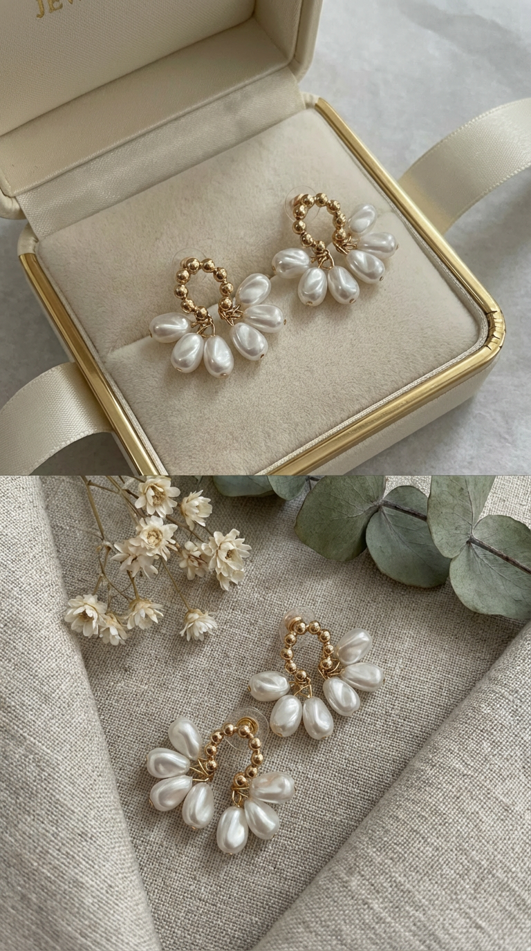 Perlen Statement Ohrringe Gold – Elegante Tropfenform